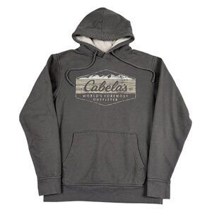 Cabelas Hoodie Mens Small Grey Pullover With Drawstring and Pockets